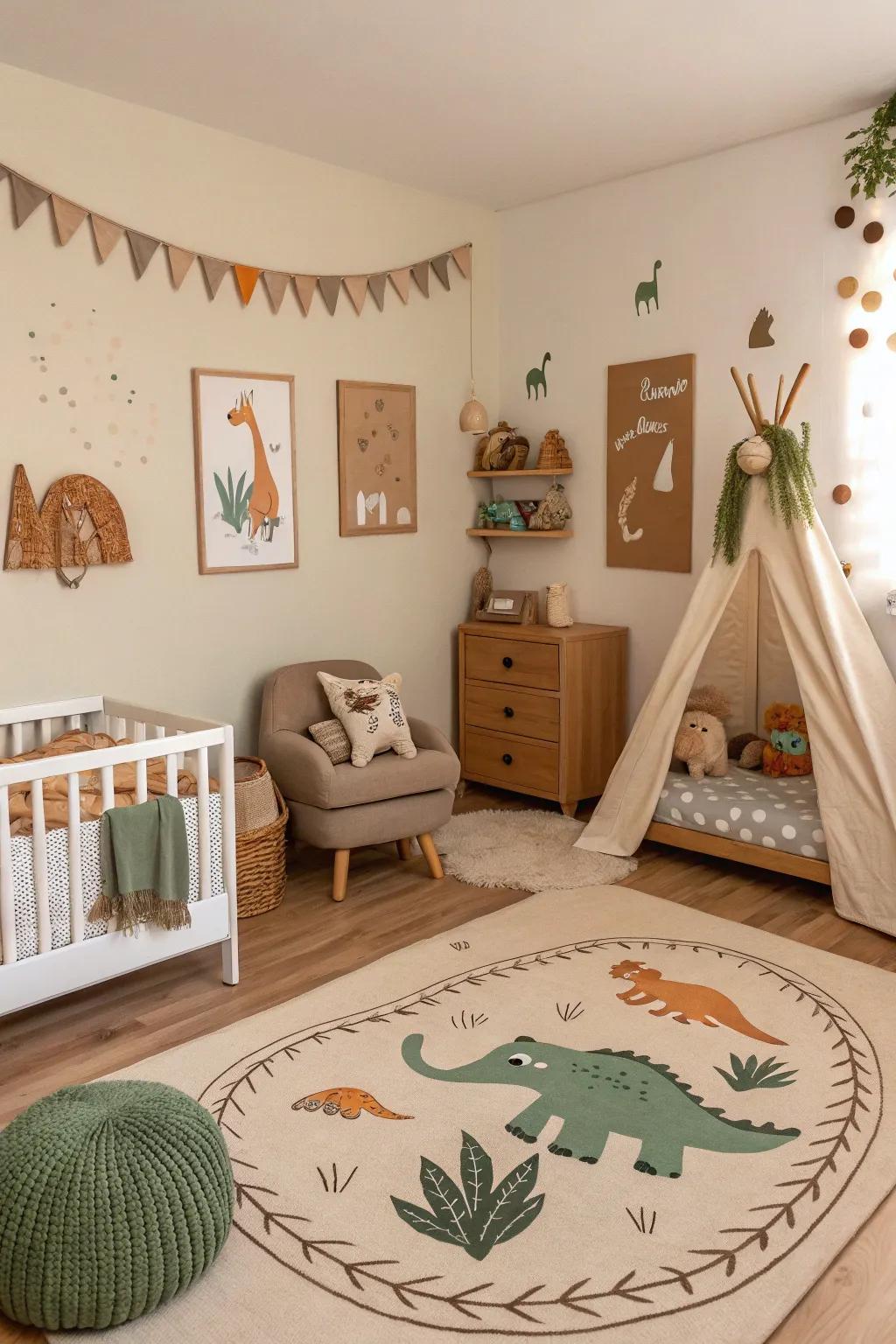 Journey back in time with a dinosaur discovery nursery.