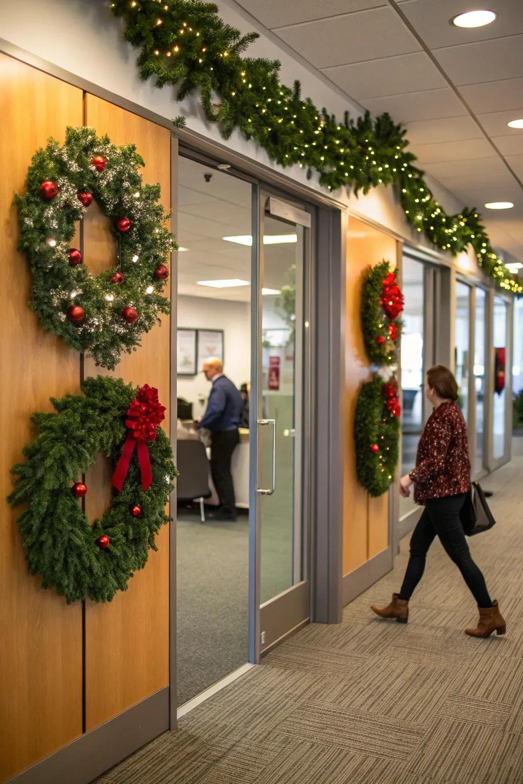 Holiday rings provide a warm welcome to all.