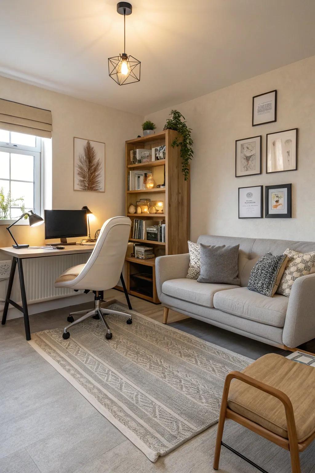 A flexible studio space featuring multi-functional furniture.