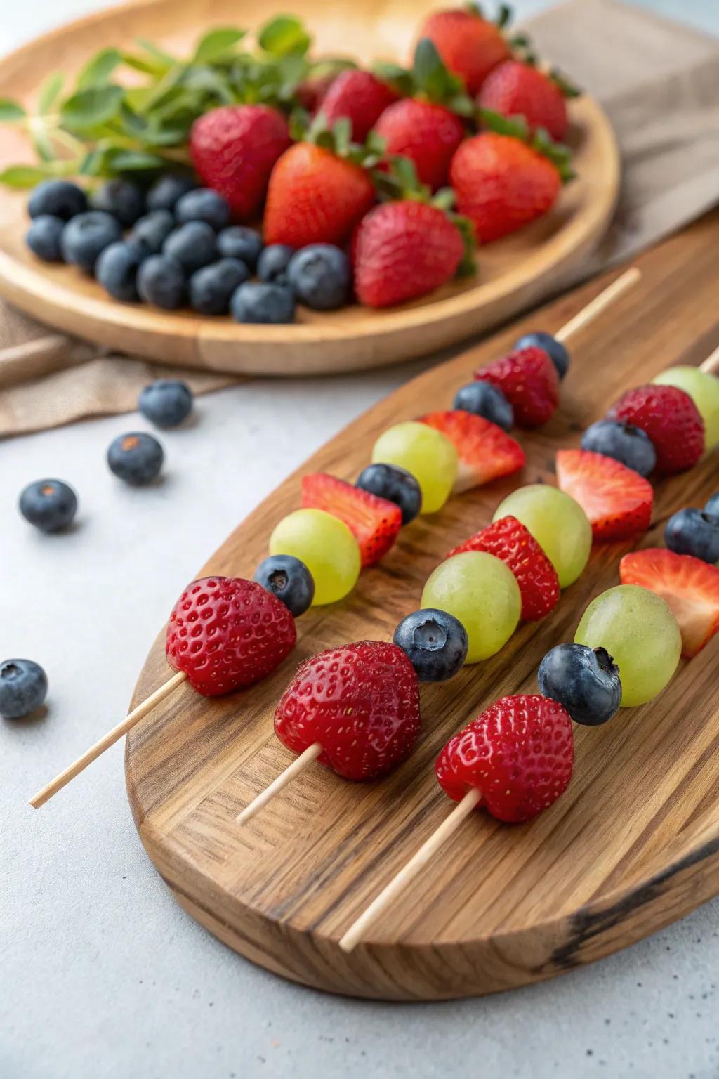 Wild berry skewers offering a burst of freshness.