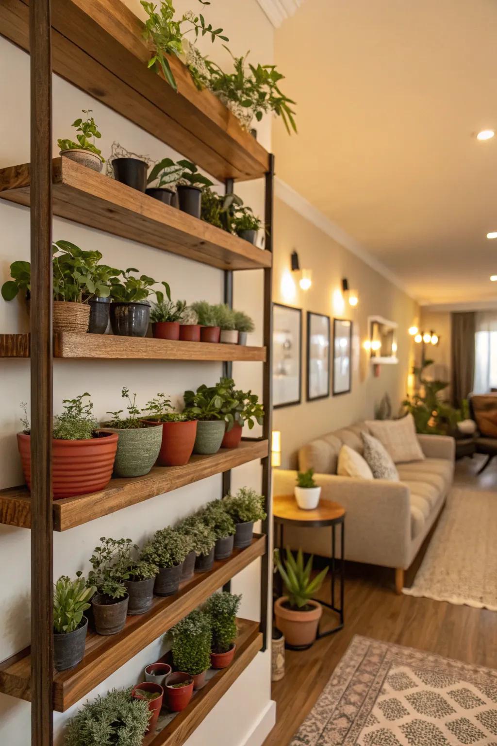 Skyward garden shelves bring nature inside