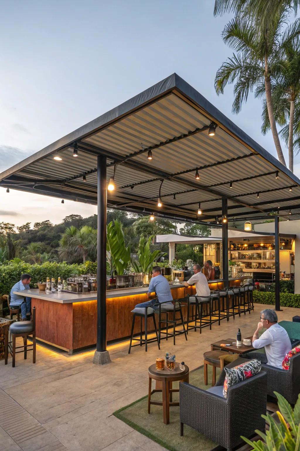 A covered bar area for all-weather enjoyment.