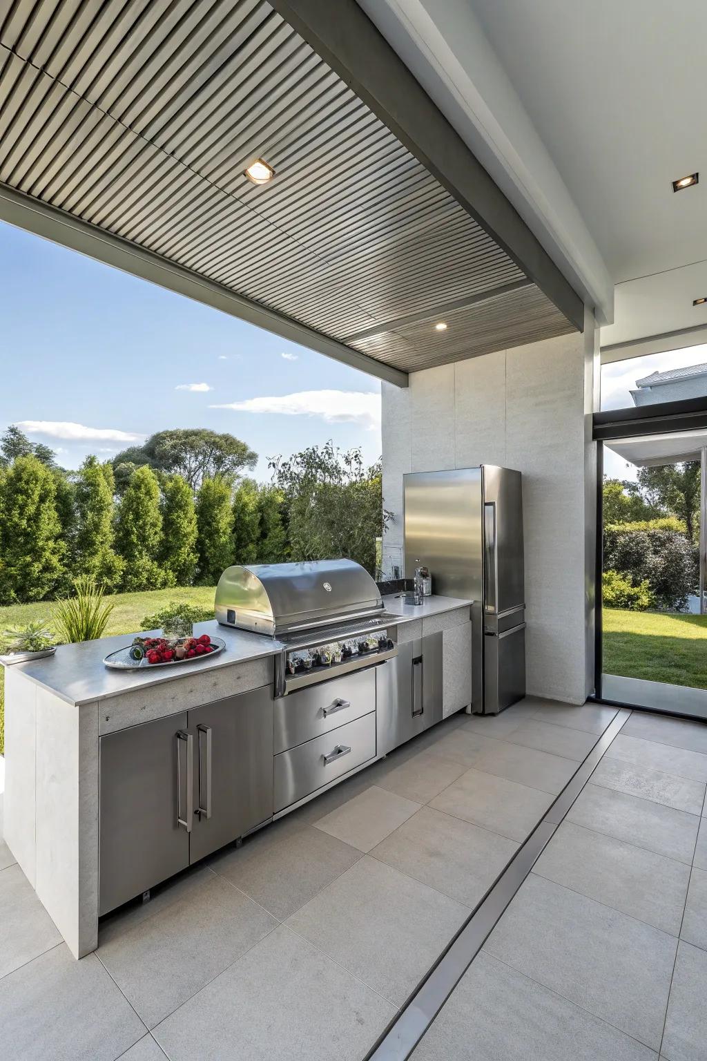 A minimal kitchen design shows simplicity and sophistication.