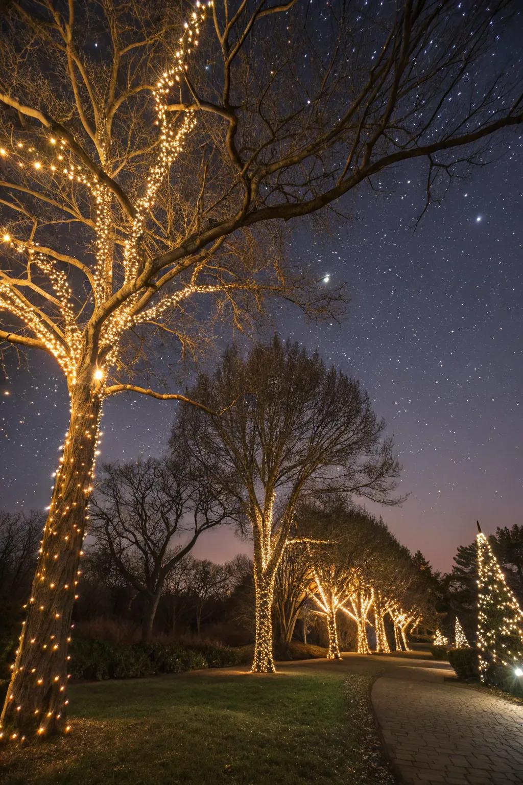Make your garden magical with trees lit by fairy lights.