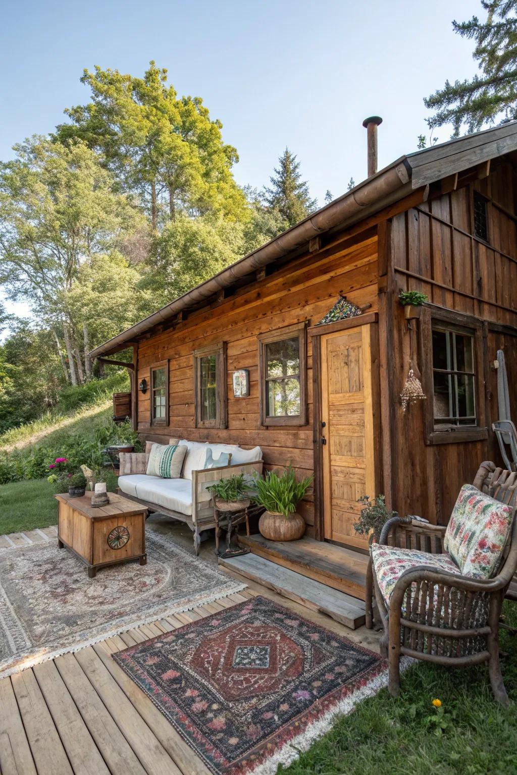 A woodsy cottage feel introduces warmth and persona to your outdoor retreat.