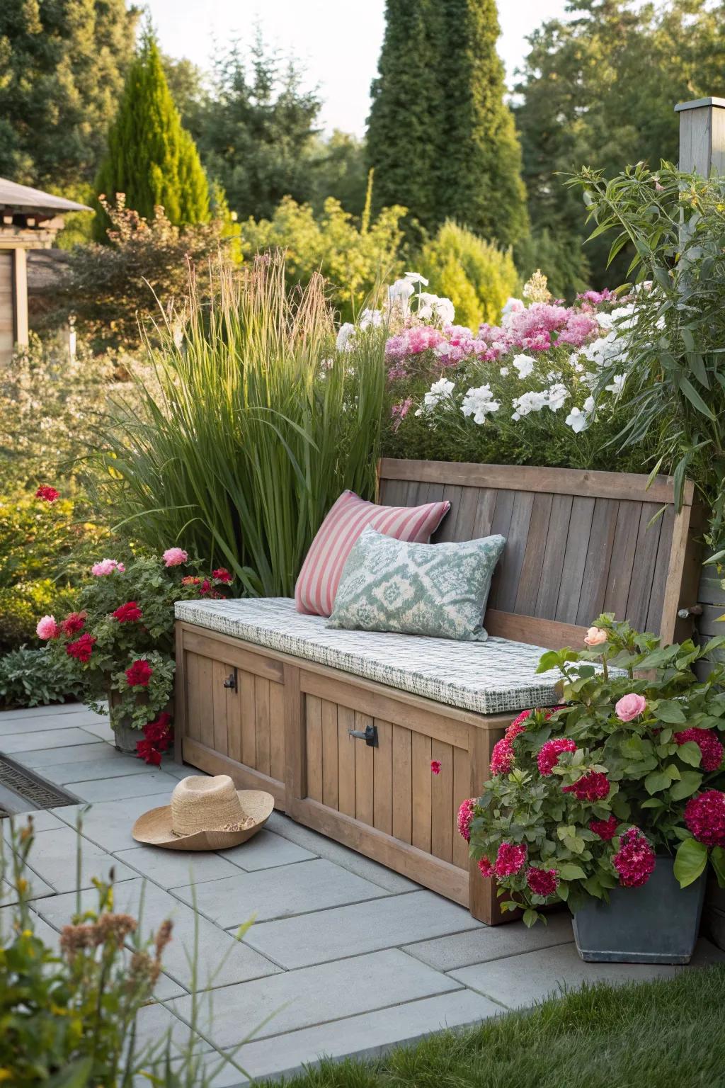 Two-in-one furniture is both seating and storage.