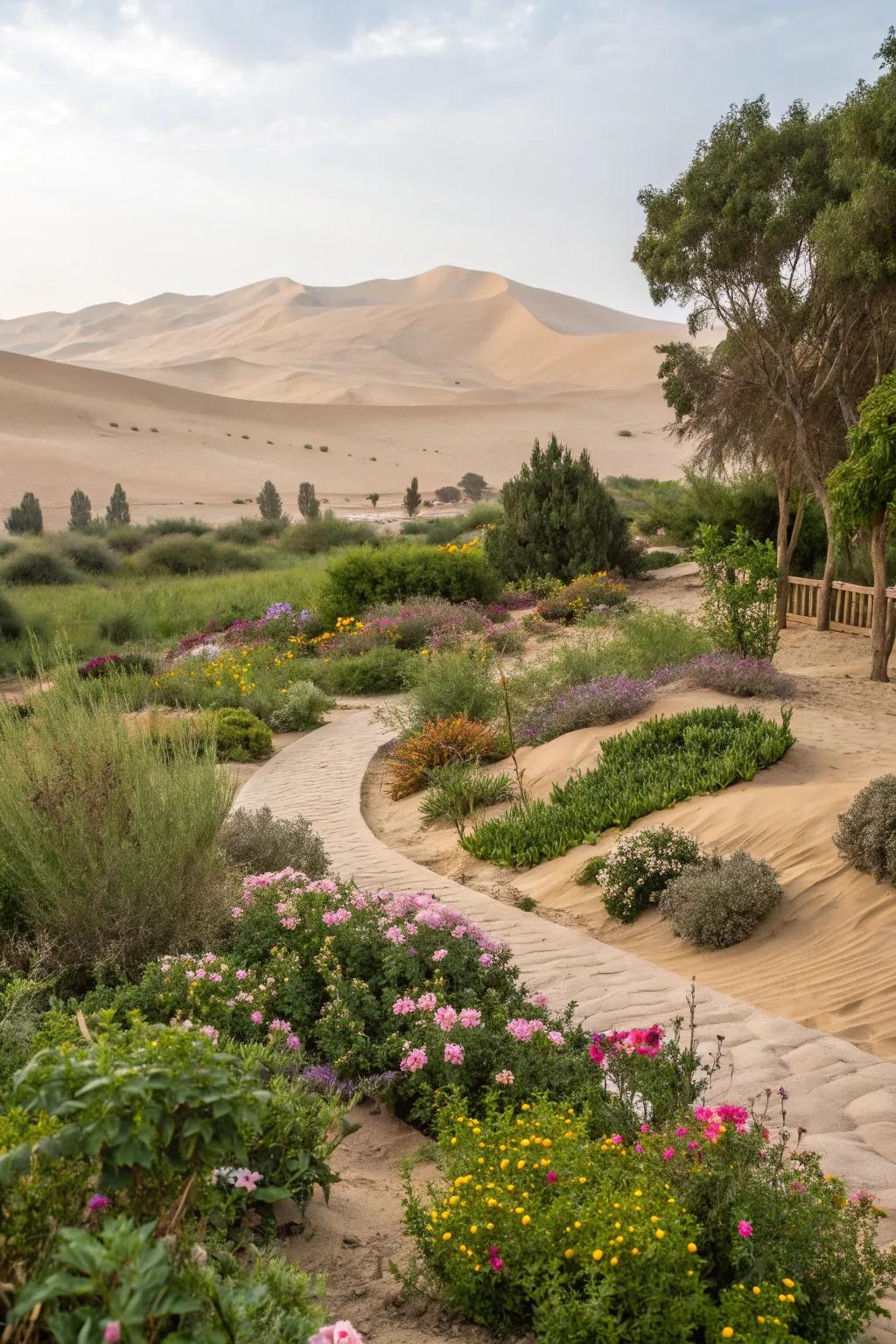 Integrating natural desert elements cultivates a harmonious landscape.