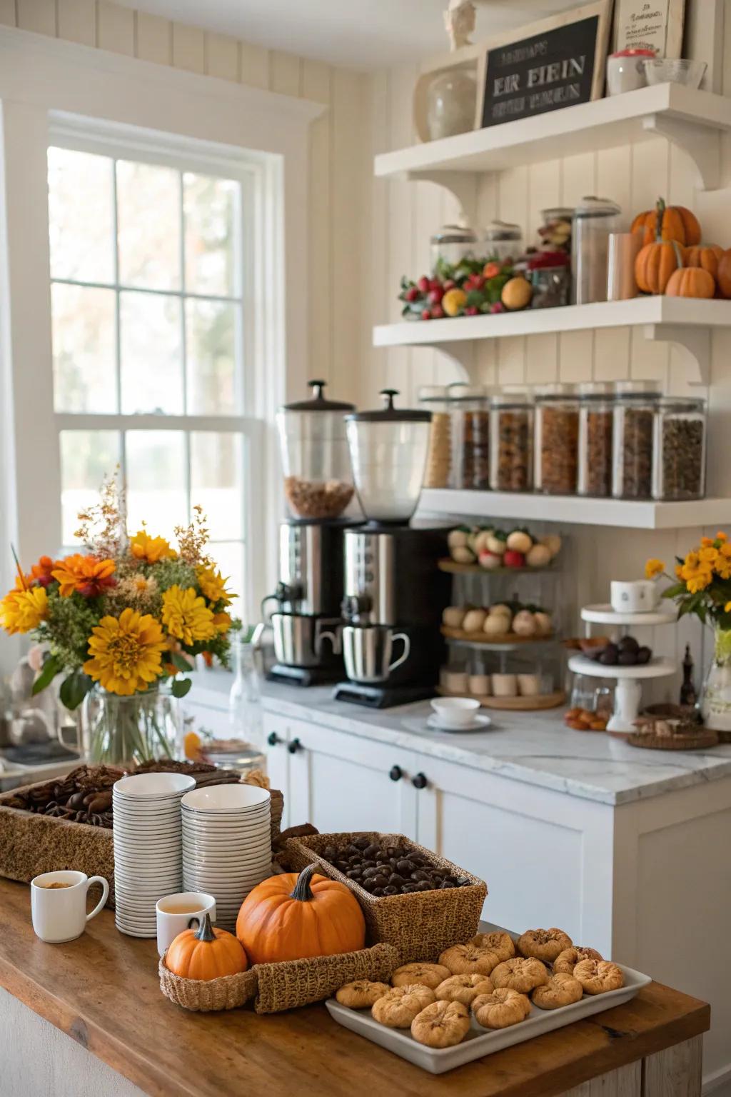 Seasonal decor swaps keep your coffee bar fresh and vibrant.