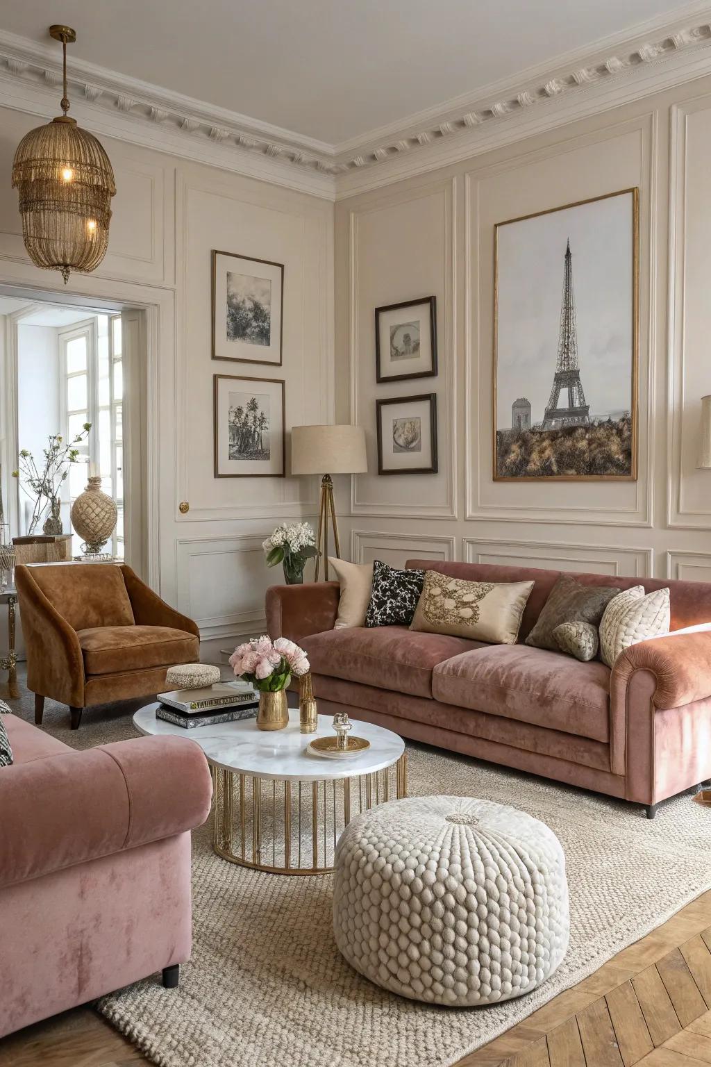 Textural variety creates a layered, comfortable environment.