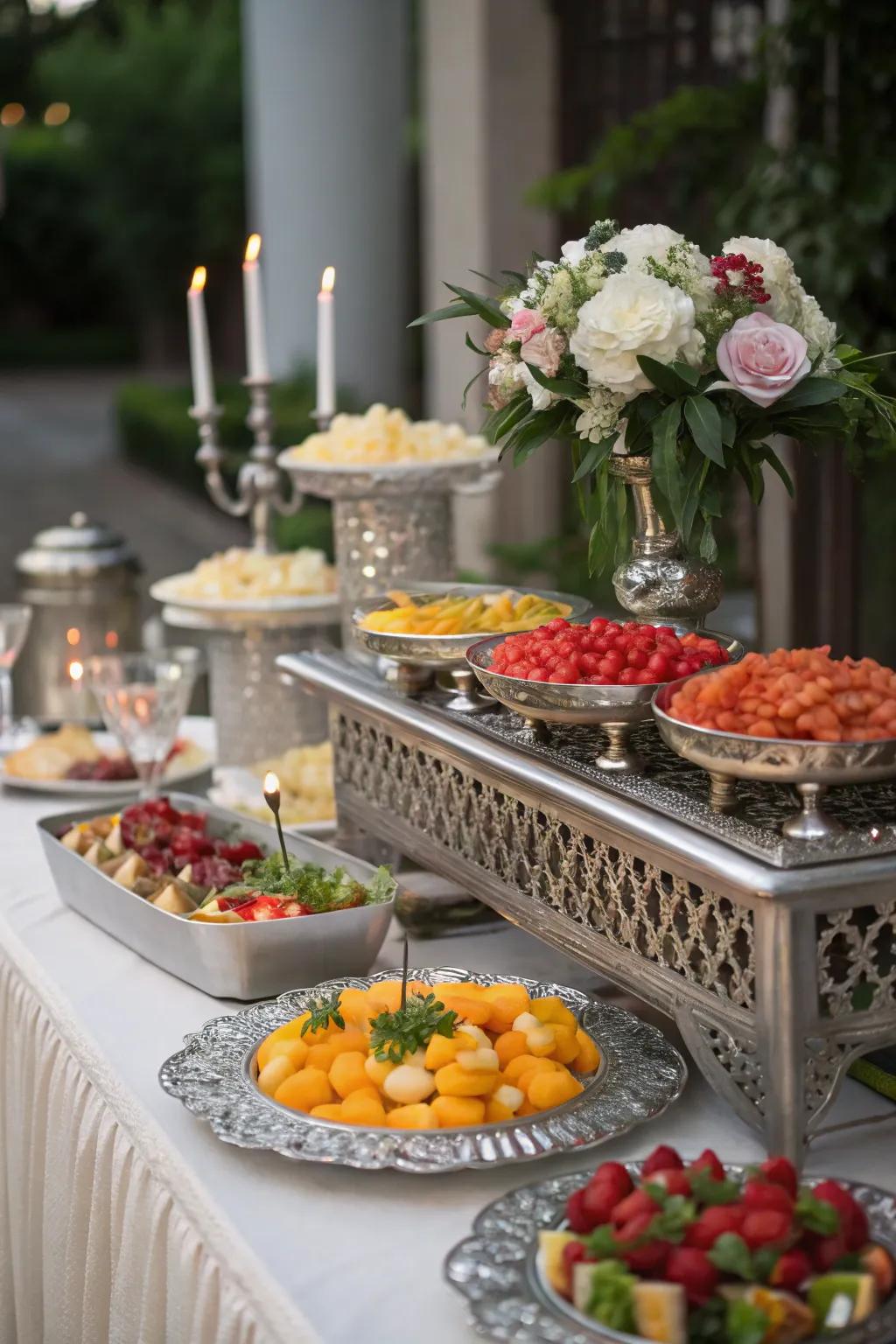 A decorative serving arrangement is both practical and visually appealing.