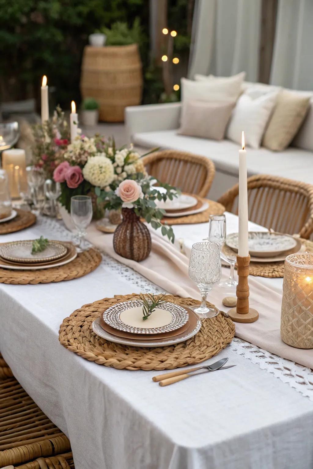 A party table featuring a mix of textures for added visual appeal