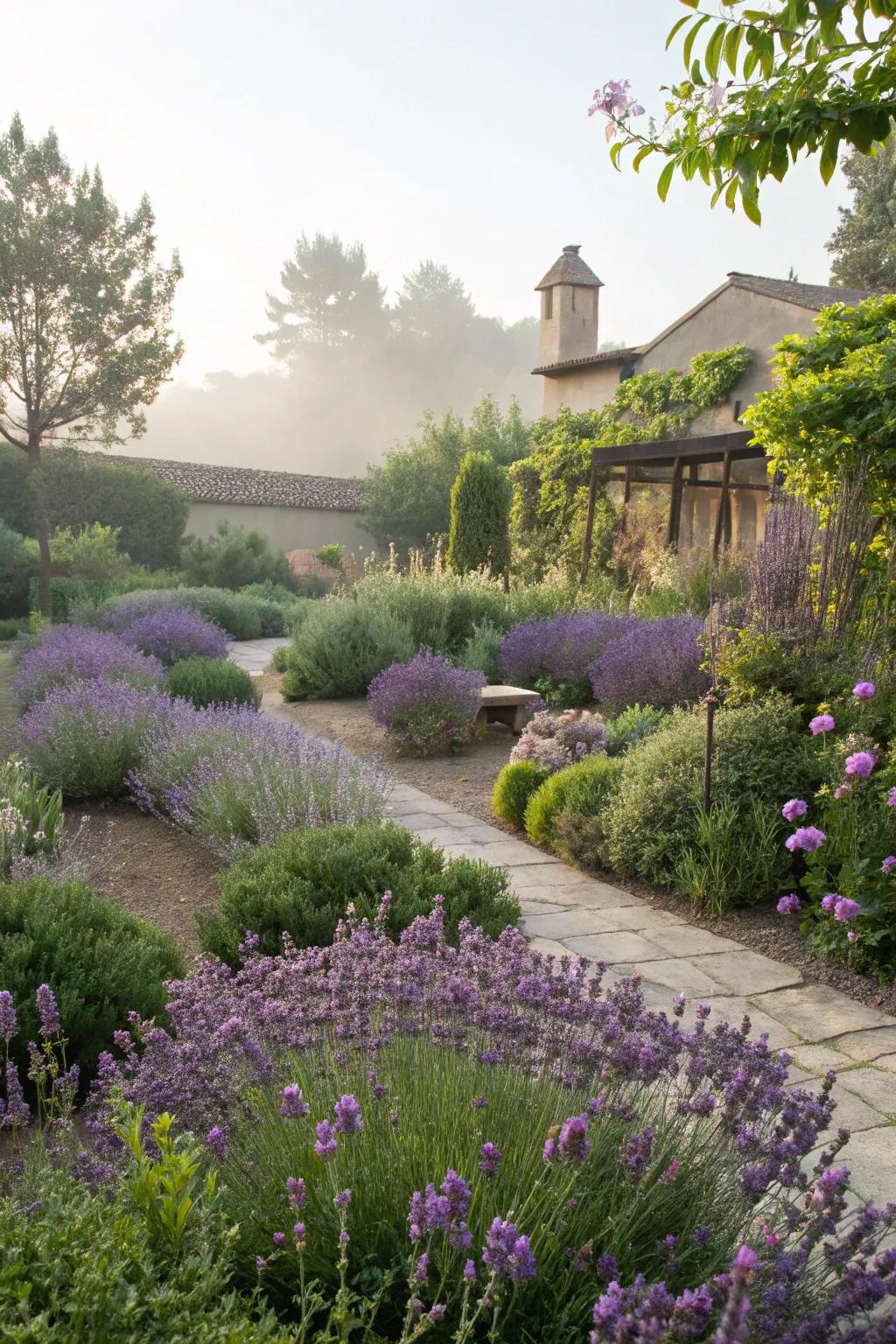 Fragrant plants create a soothing aroma in the garden.