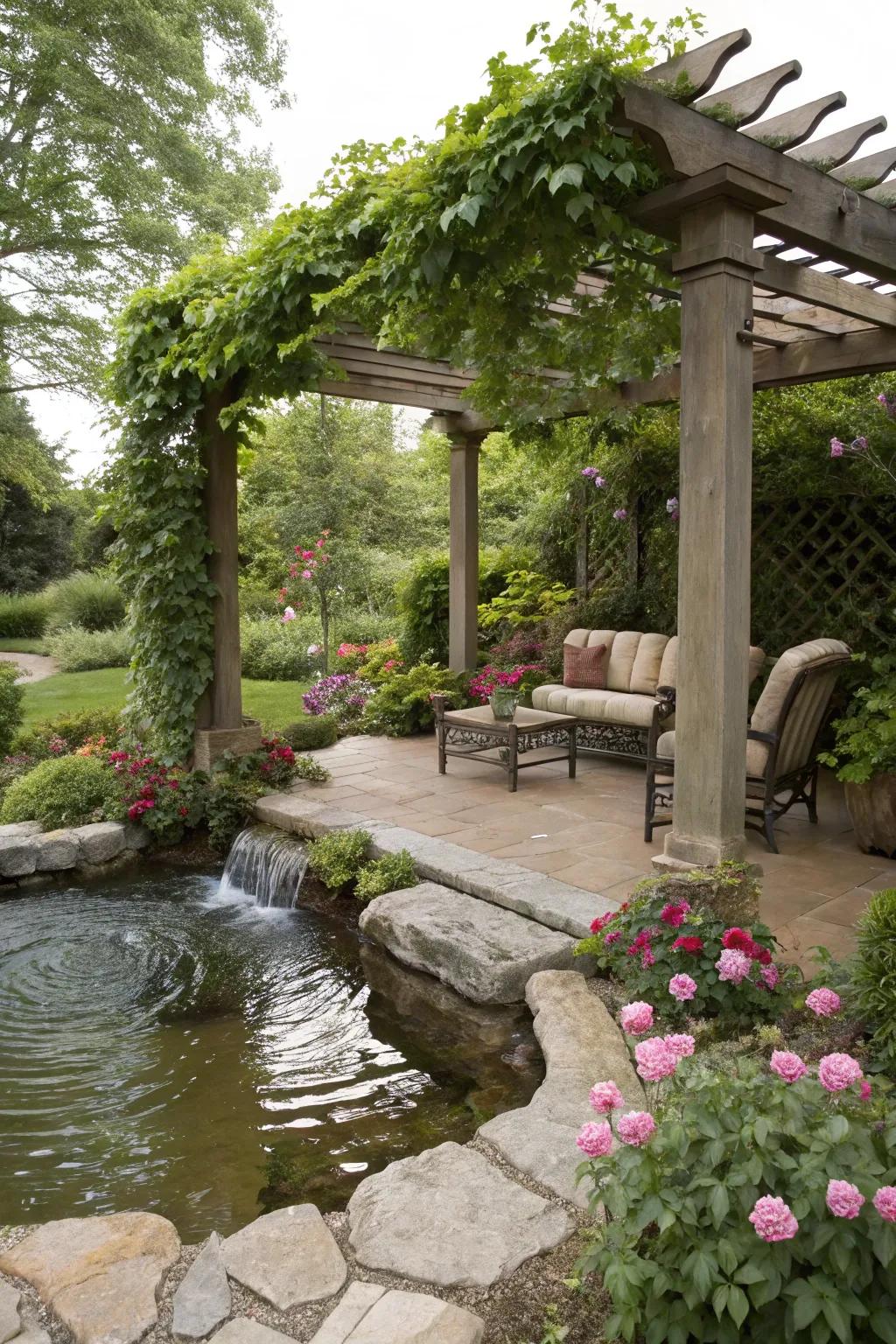 Add a calming water element to enhance your arbor's ambiance.