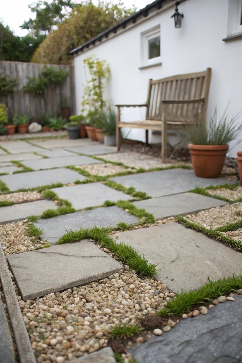 A flagstone patio with artistic and durable design.