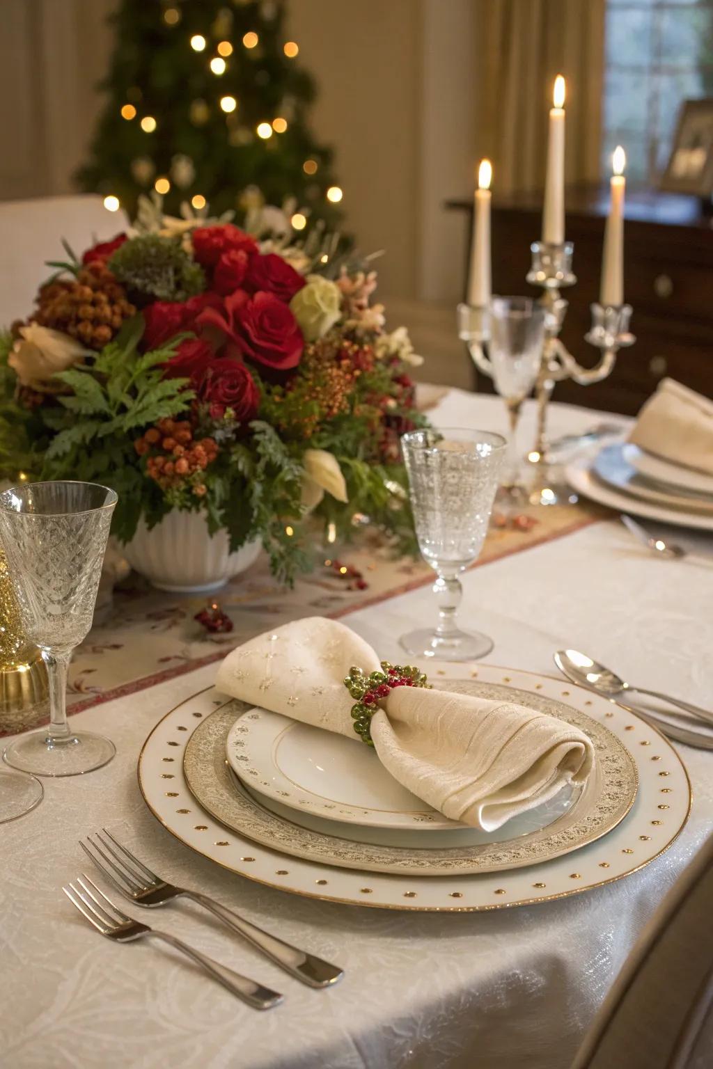 Build a stylish table setting with festive accents for your holiday meals.