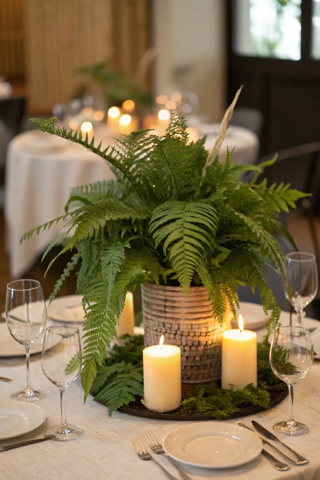 Enhance your dining ambiance with a stunning plant centerpiece.