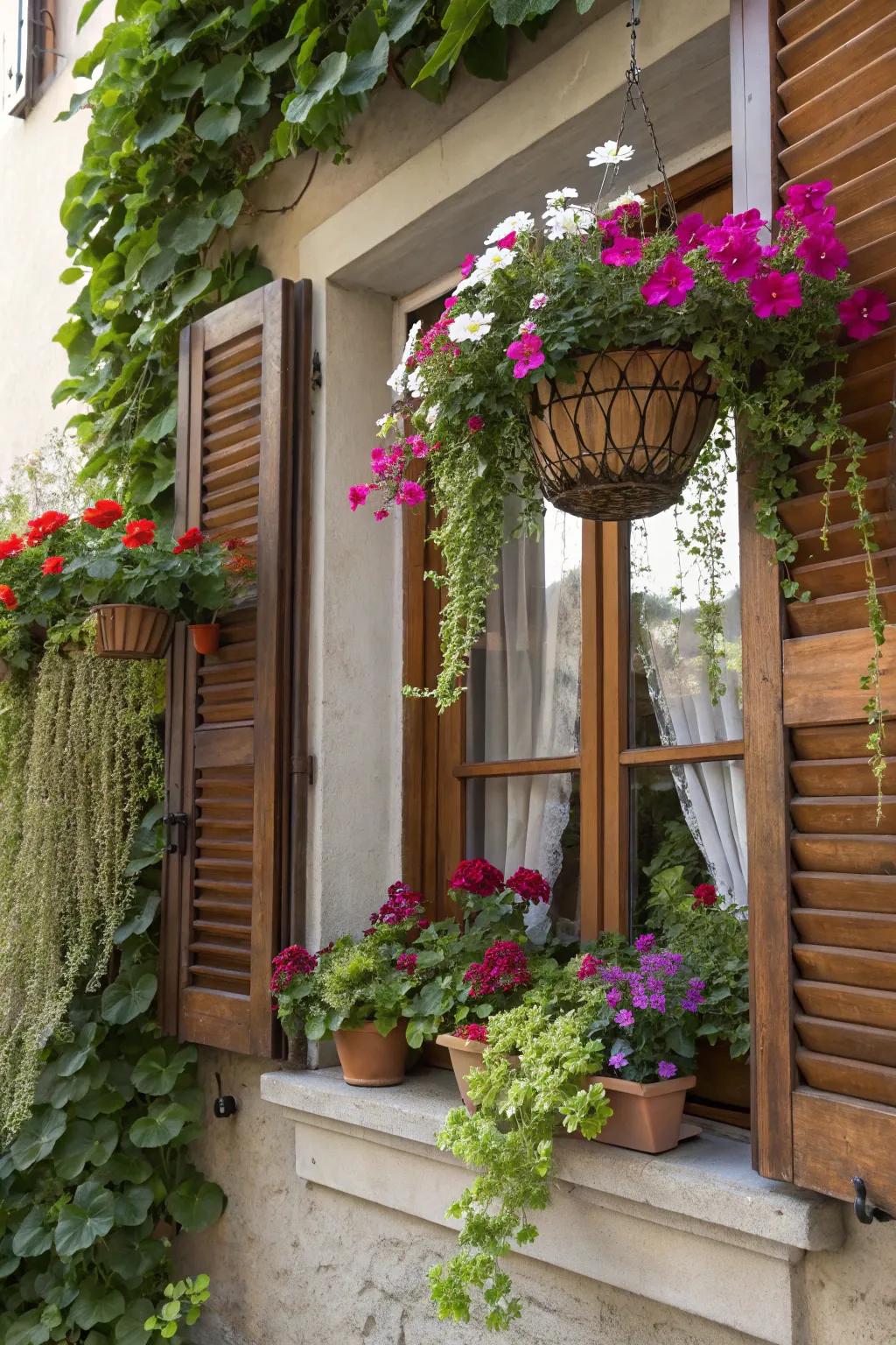 Raise your space with suspended baskets.