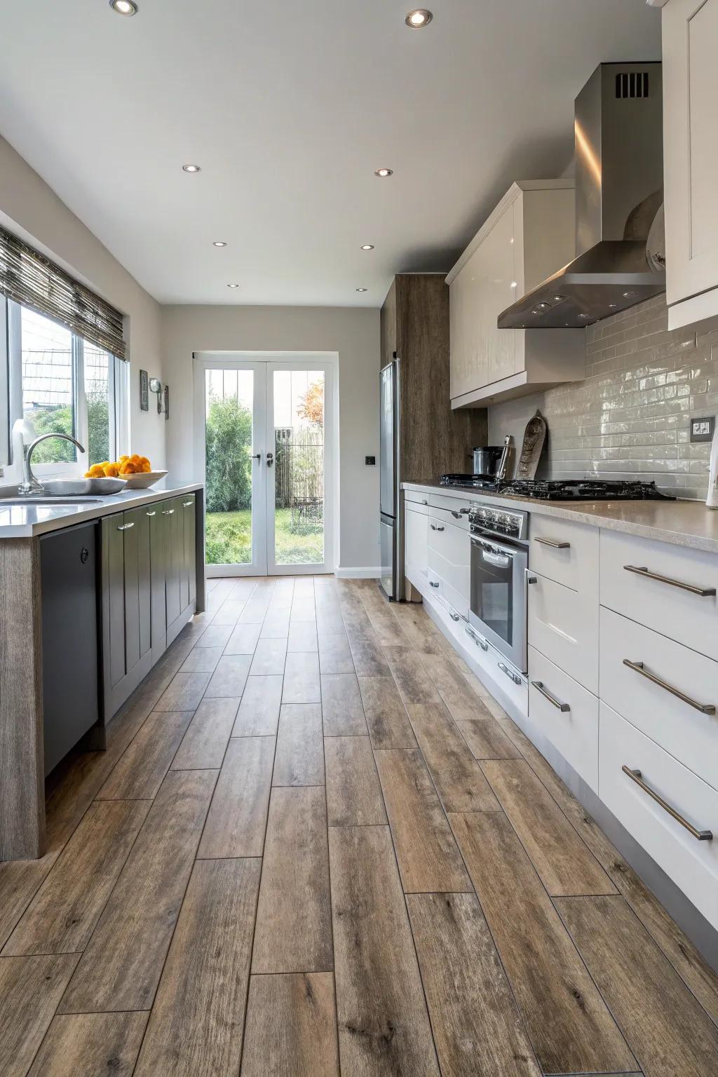 Wood-look porcelain merges the allure of wood with porcelain's resilience.