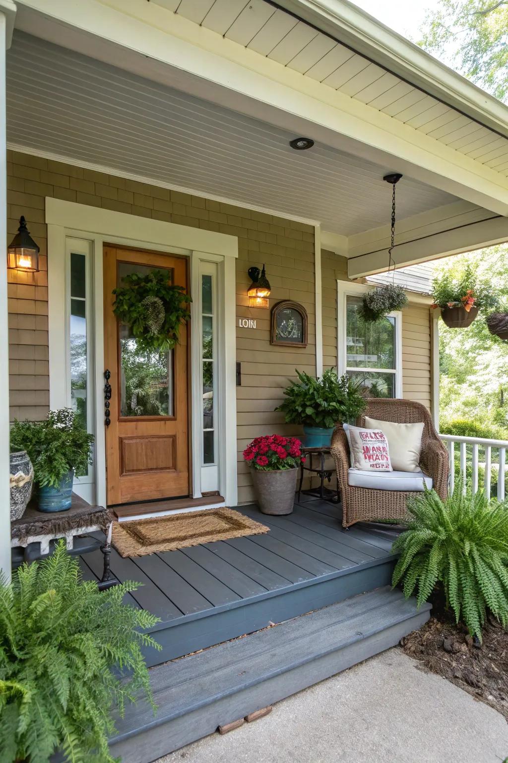 Doorway trim makes porches more welcoming.