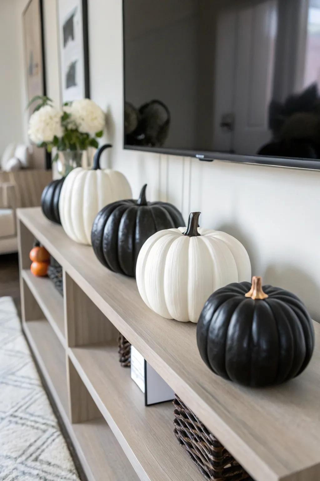 Sleek single shade pumpkins for a modern aesthetic.