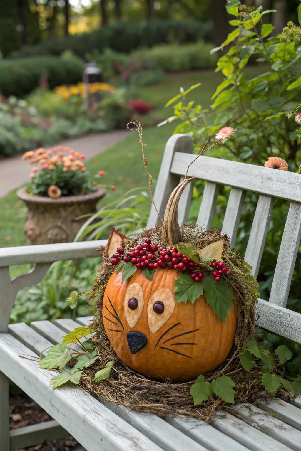 Nature-inspired pumpkins invite the outdoors inside.