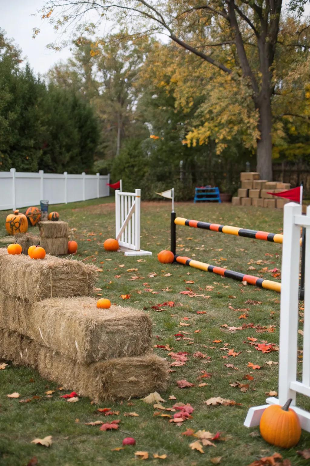 Challenge visitors with a pumpkin zone challenge course.