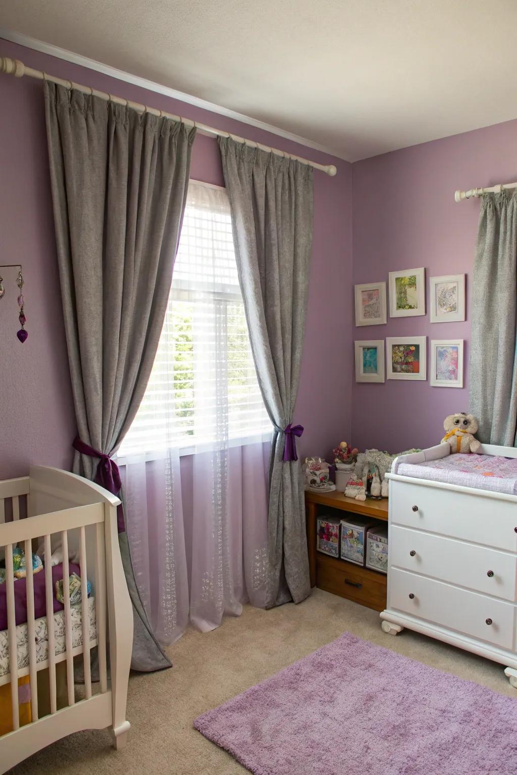 Coordinating window treatments add dimension and class.