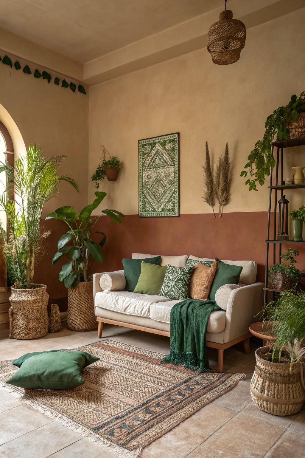 Use an earthy color palette for a harmonious atmosphere.