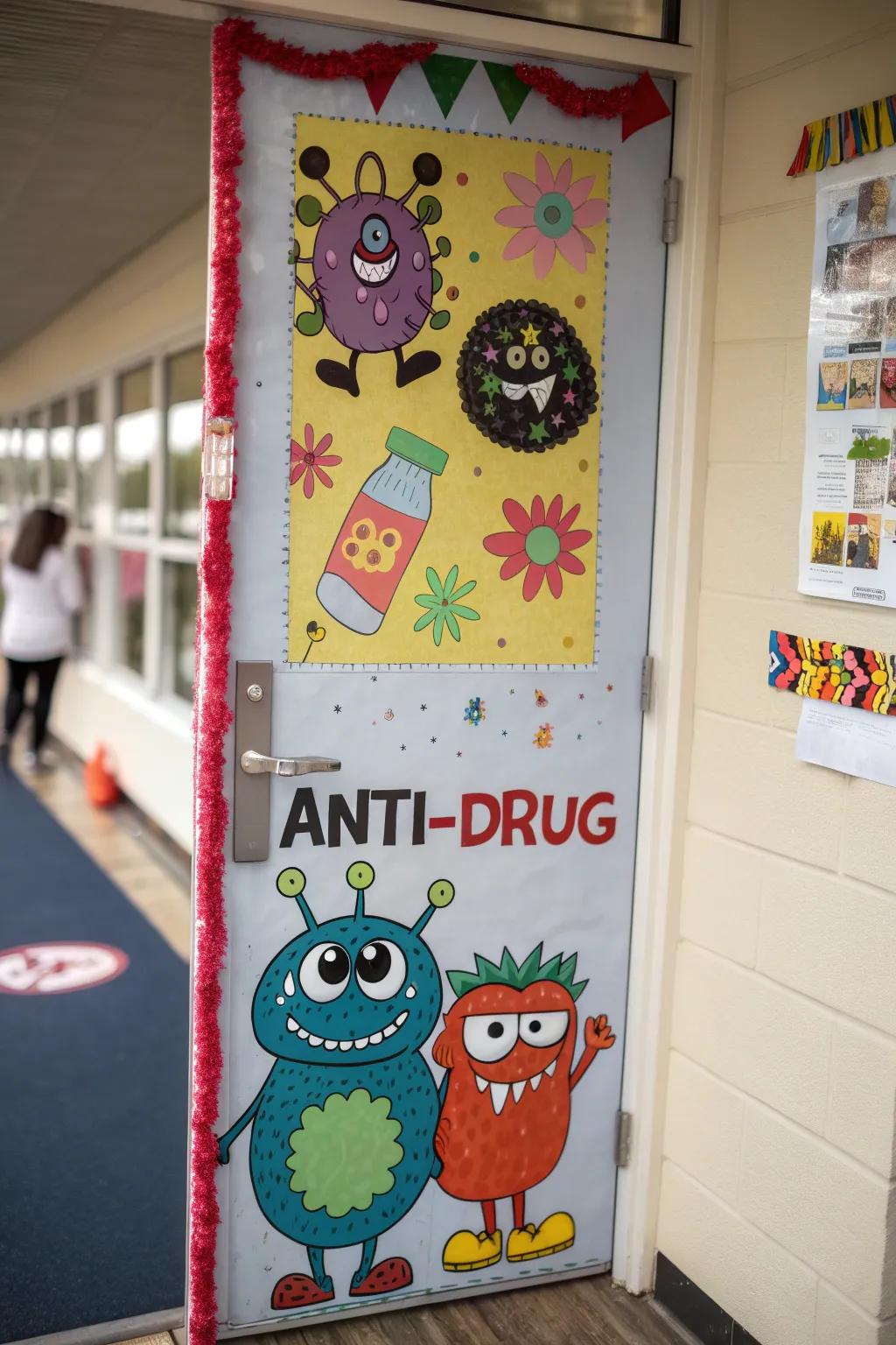 Unleash creativity with a monster-themed door that delivers an important message.