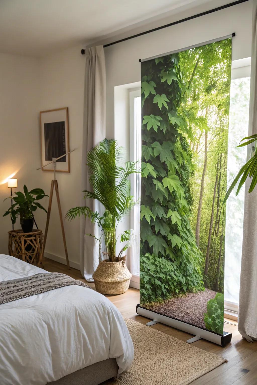 Create a retreat inspired by nature with a banner featuring greenery.