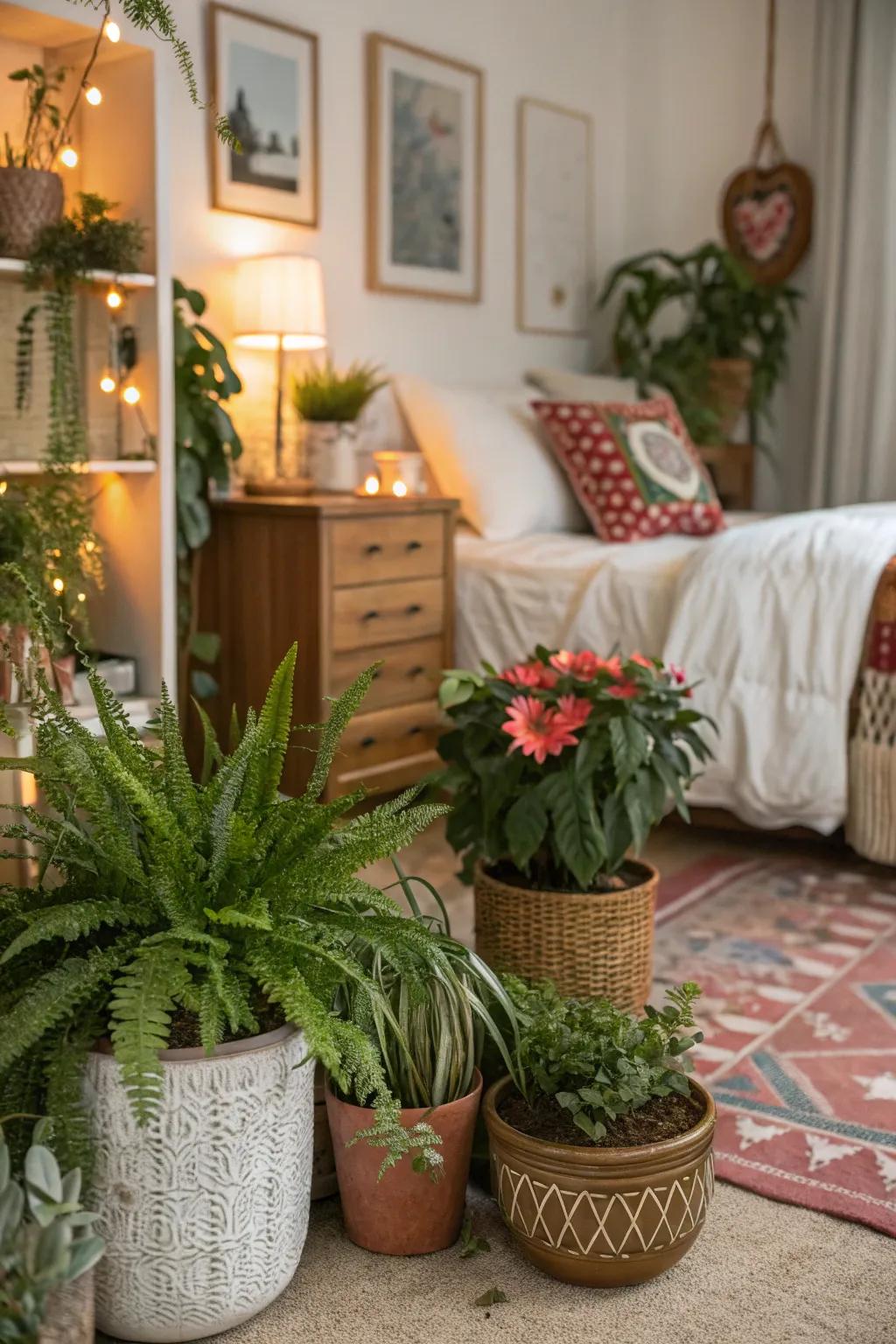 Indoor plants add freshness and vitality.