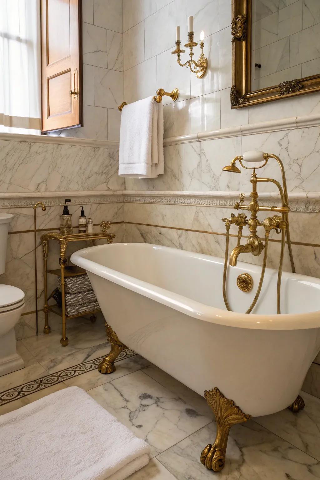 Vintage fixtures bring history to this Roman-inspired space.