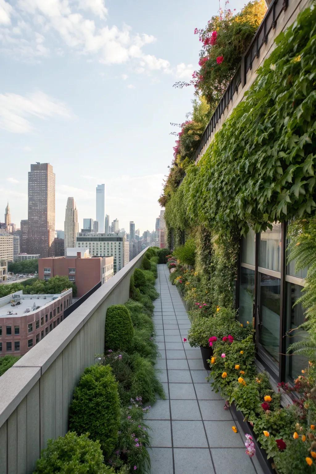 Living walls add privacy and plant life to your rooftop.