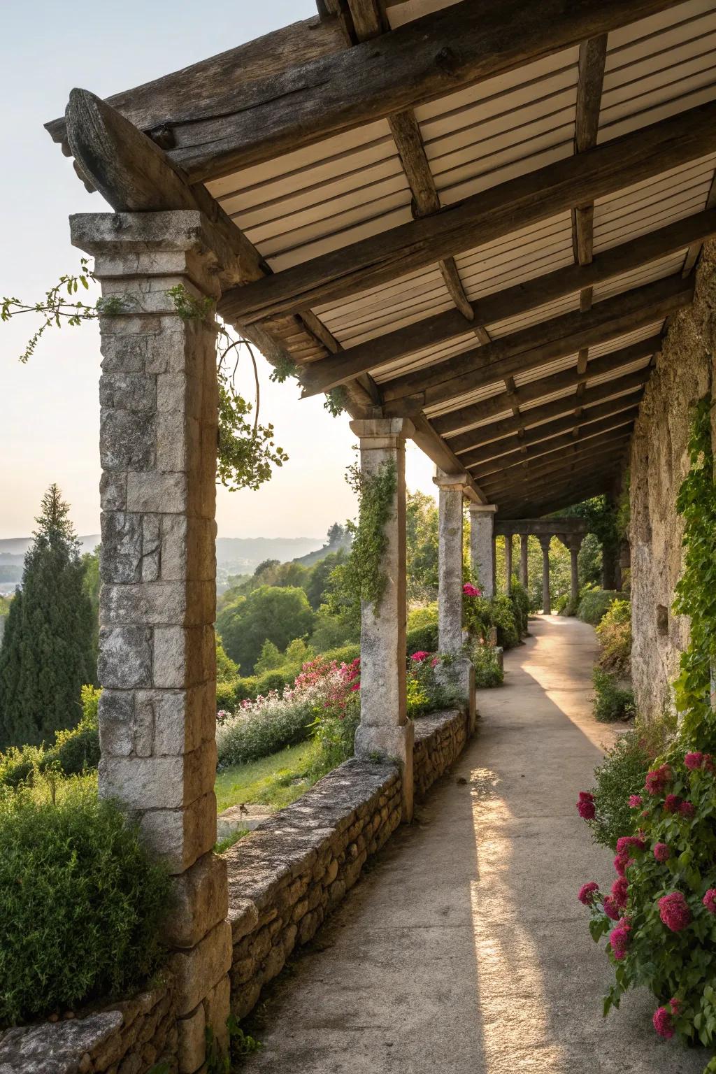 Stone and timber create a classic countryside look.