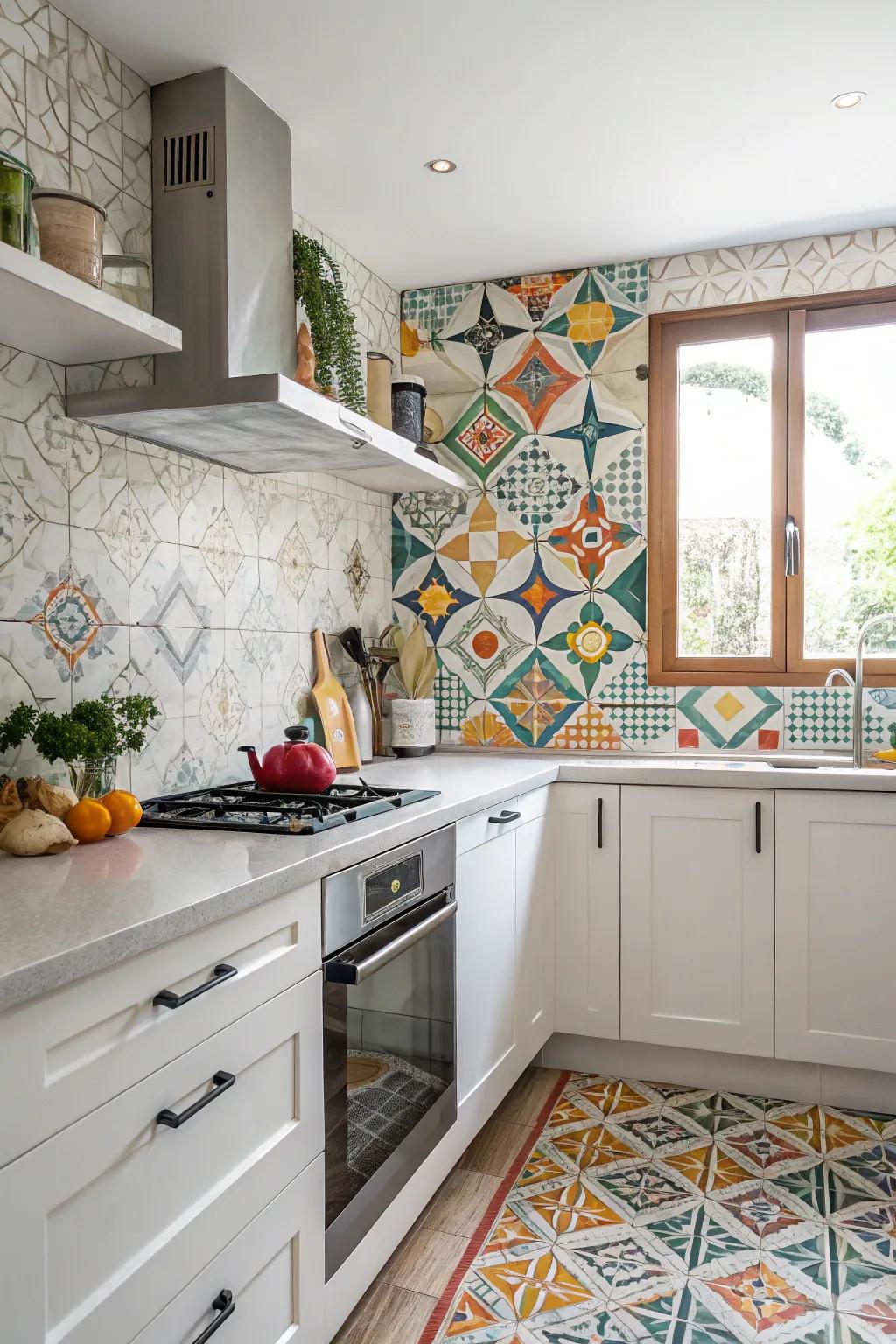 Geometric patterns add a stylish touch to rustic designs.