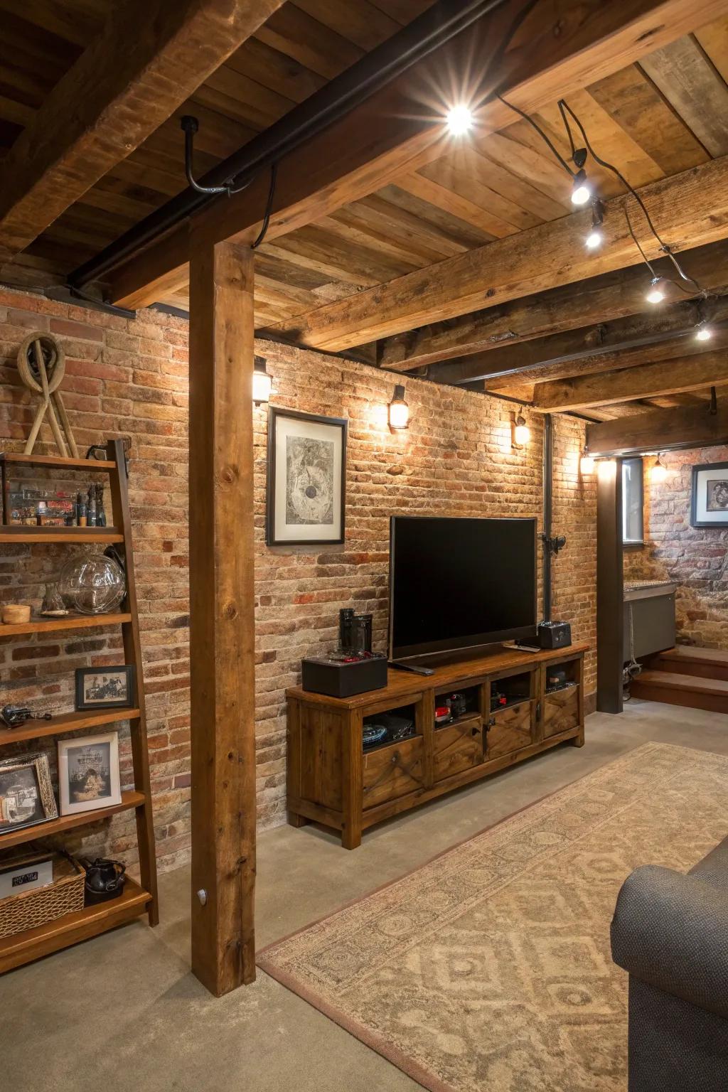 Modern conveniences blend effortlessly in a rural room.