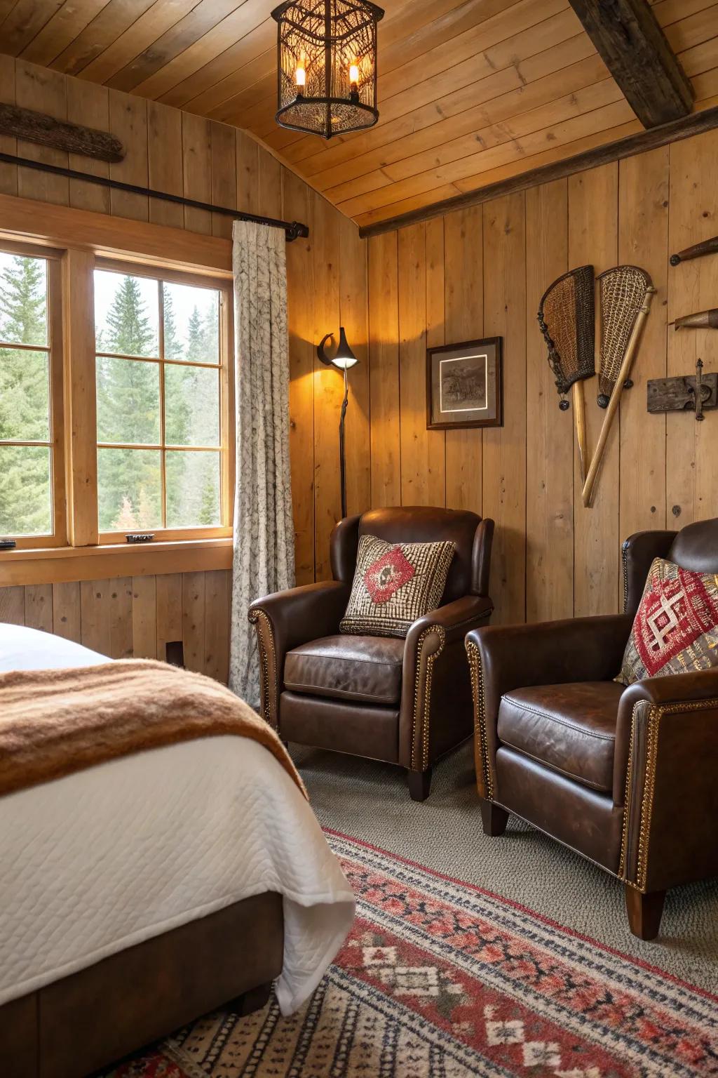 Hide accents impart luxury and durability.