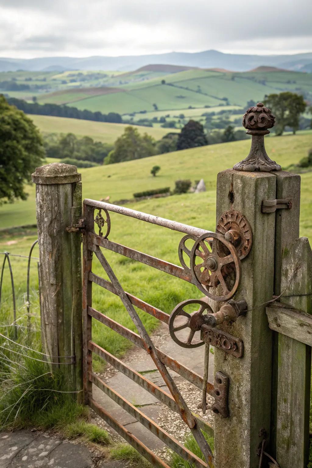 A countryside portal featuring antique fixtures.