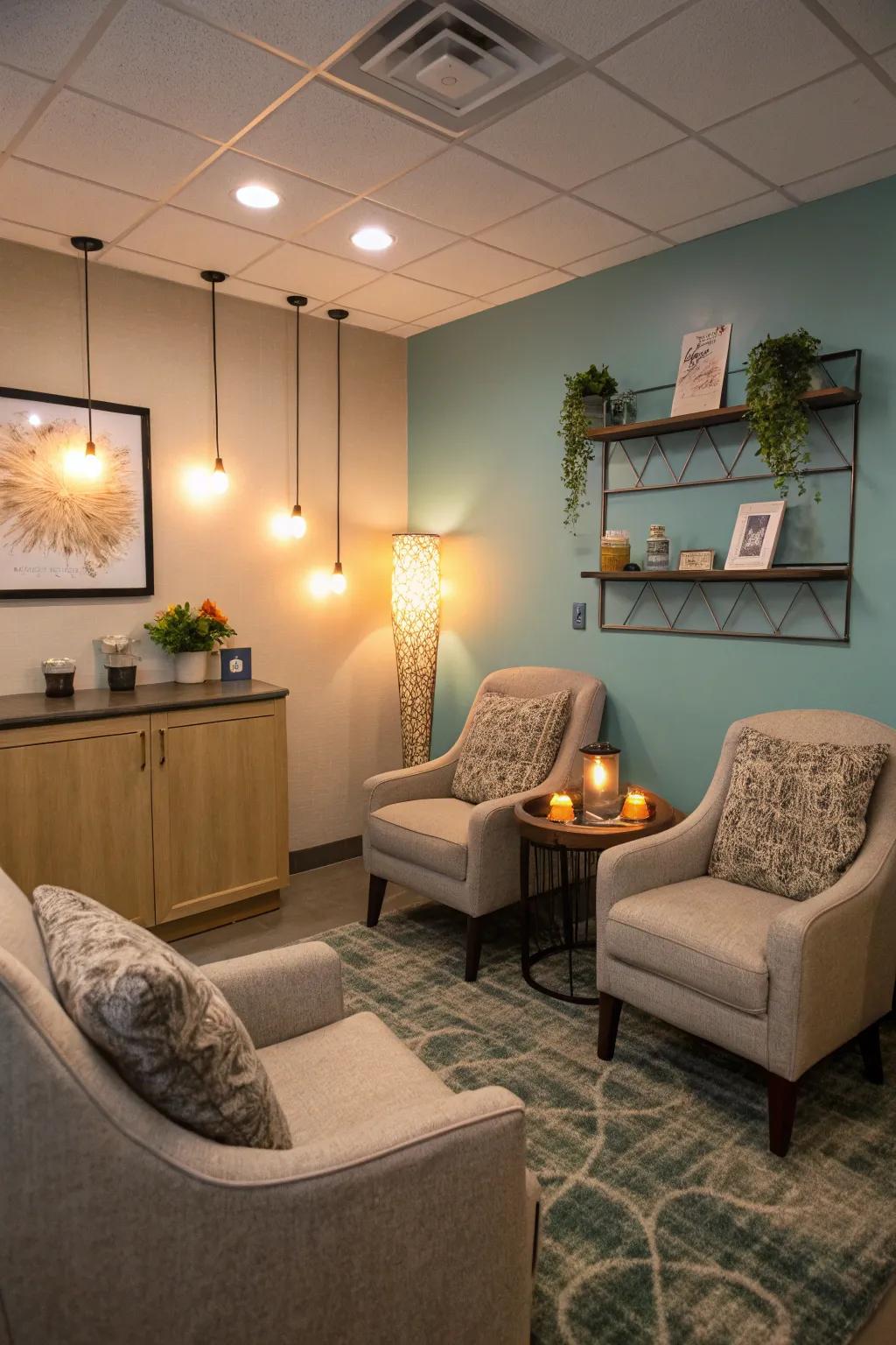 Atmospheric lighting sets the ideal tone for relaxation.