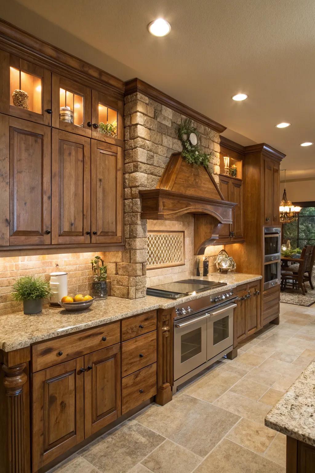 Wooden elements complement the natural tones of 