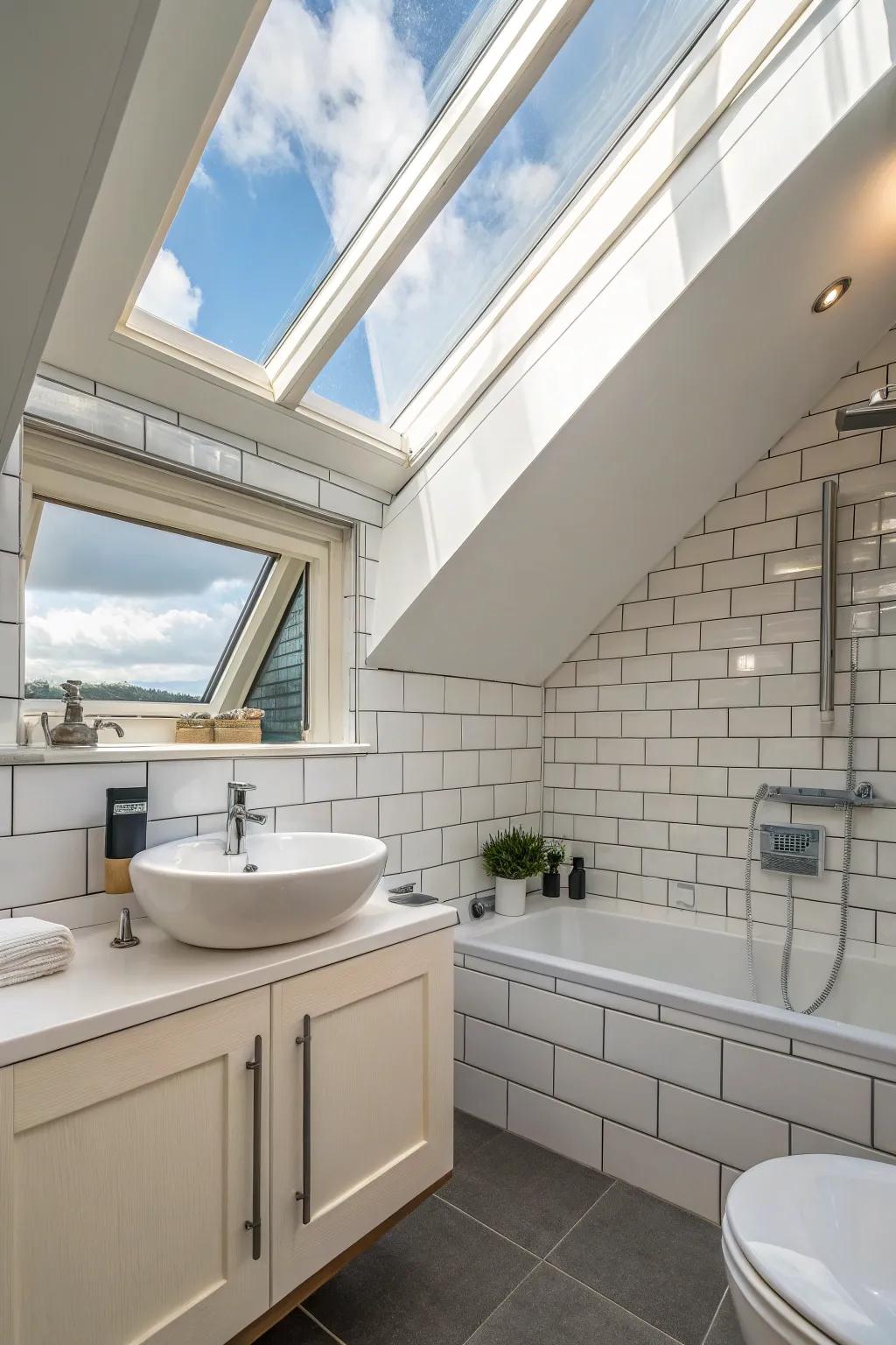 Sunlight entering through a roof window.