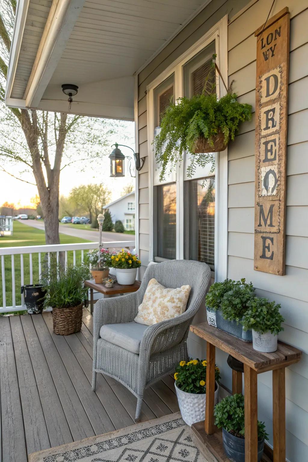 Personal accents that bring character to the side porch.