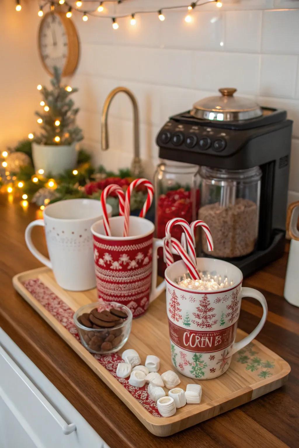A Yuletide coffee station is a delightful addition.