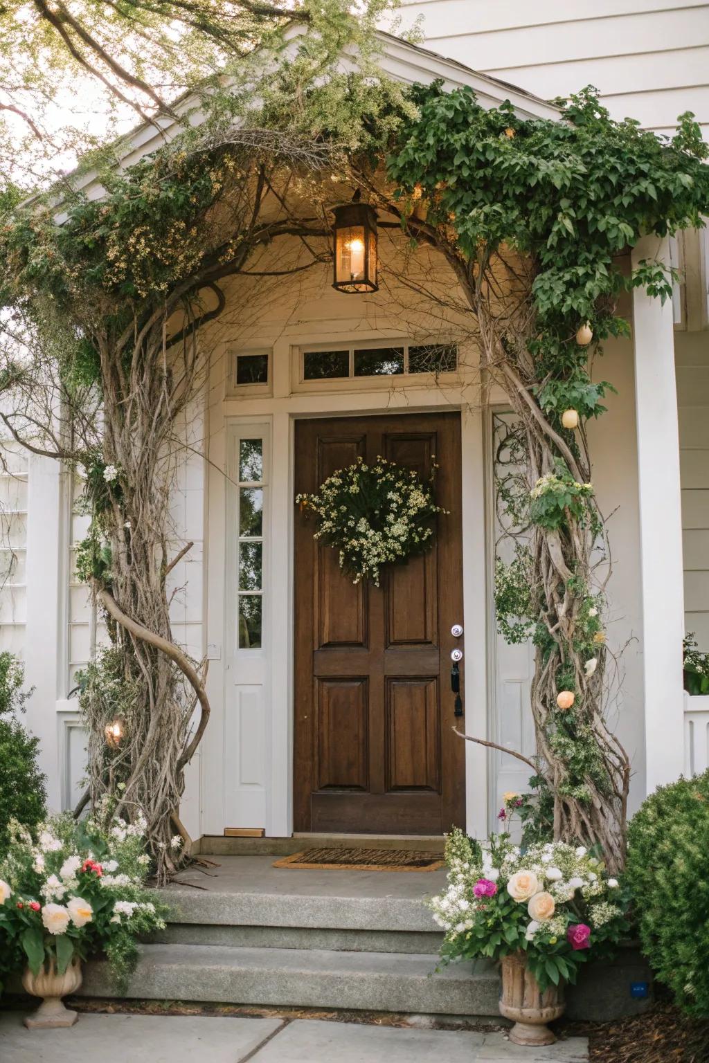 Natural branch arrangements offer a sophisticated, organic look.