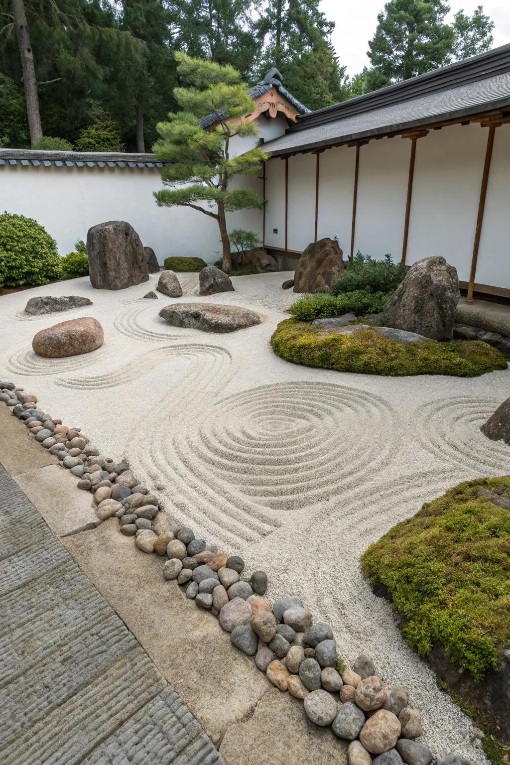 Zen rock gardens offer a peaceful retreat for meditation.