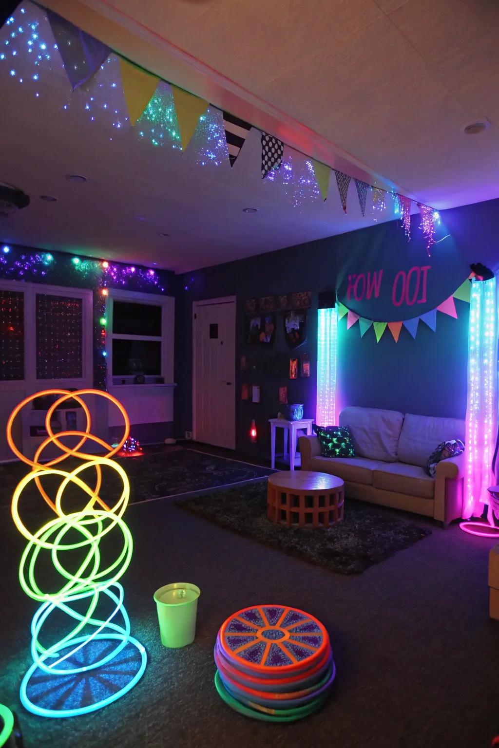 Illuminate the night with a dazzling glow-in-the-dark party.