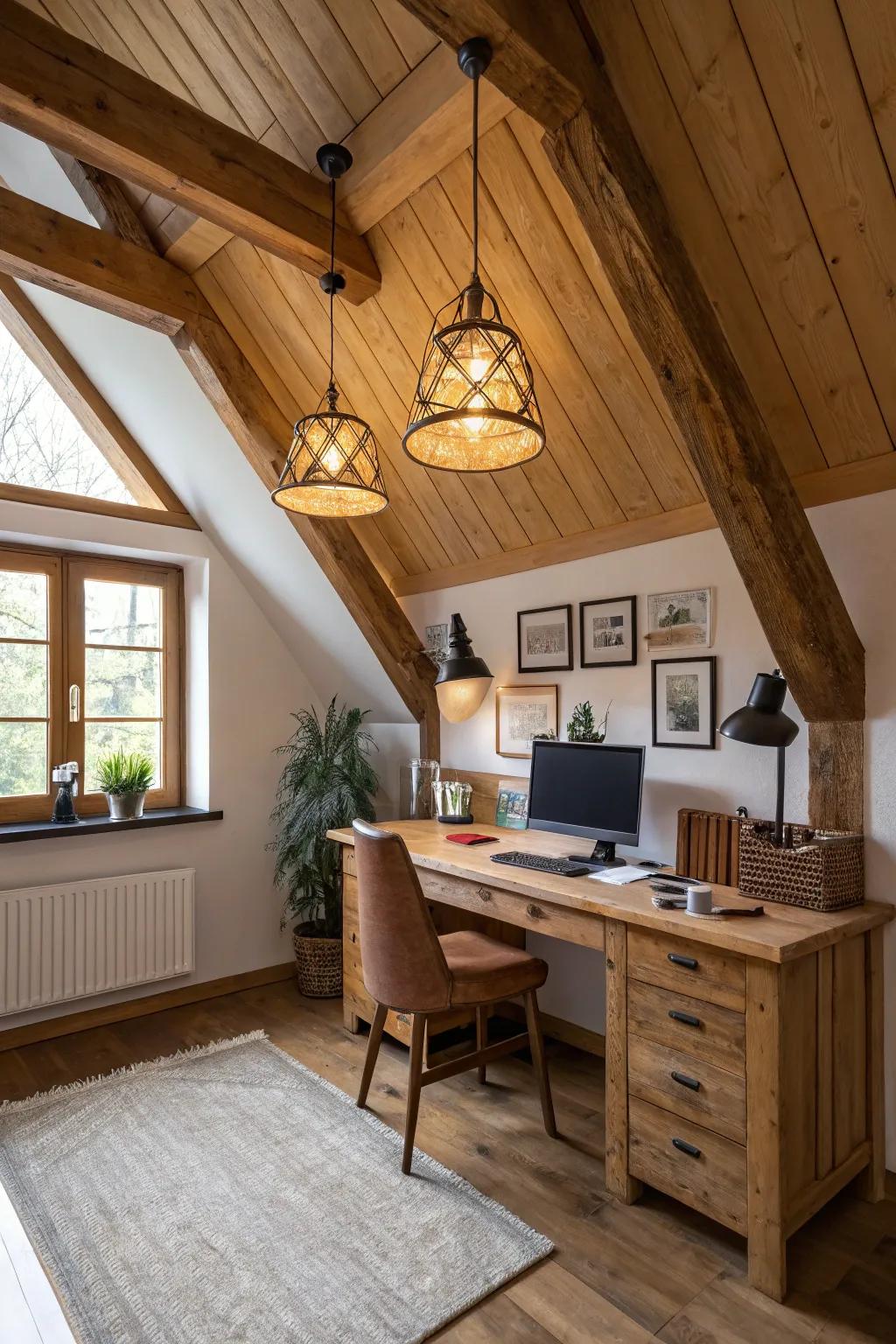 Wooden accents infuse coziness and individuality into your illumination.