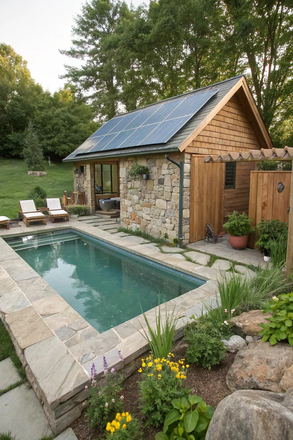 An eco-friendly pool design nestled in a tranquil setting.