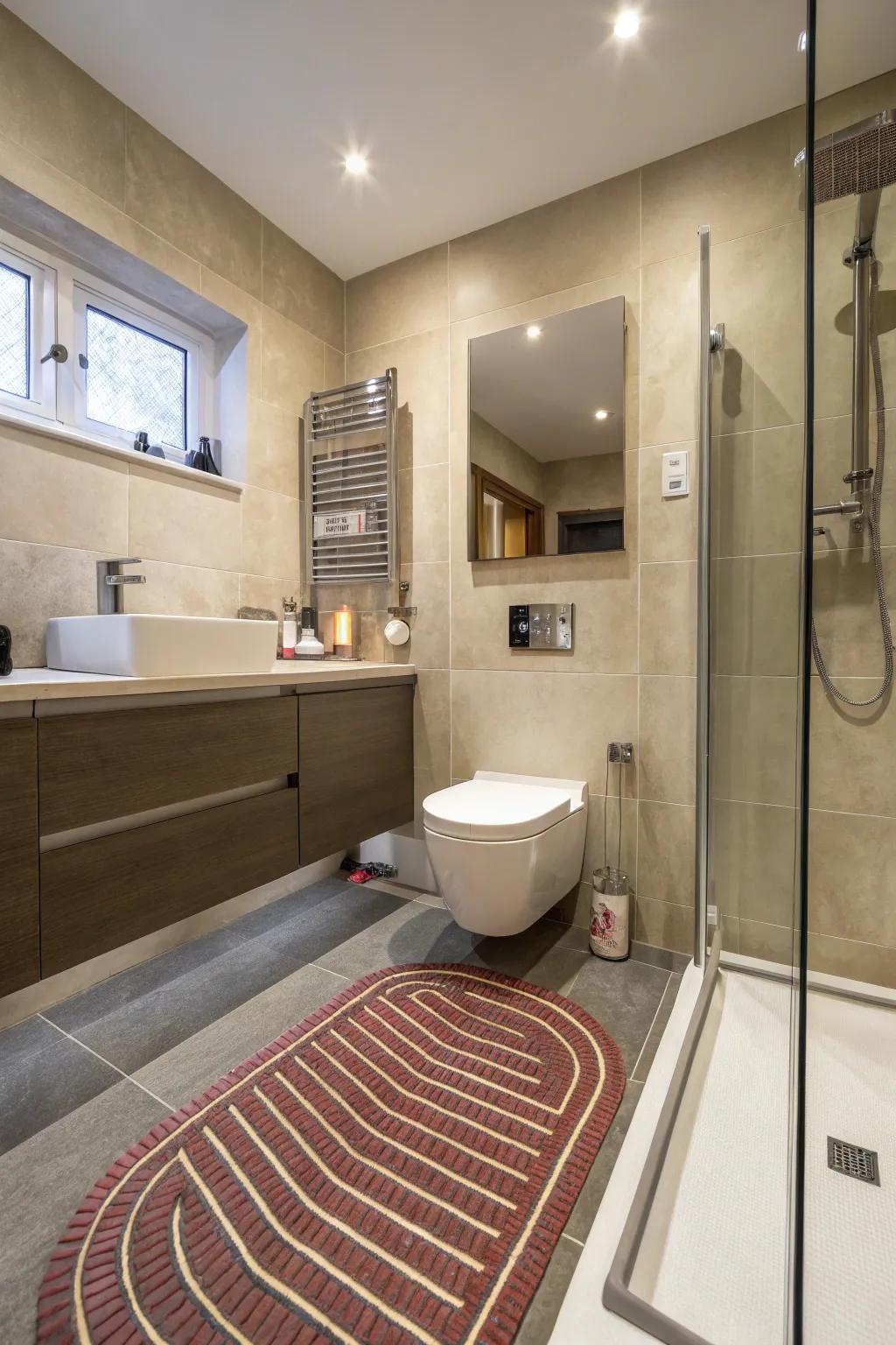 Floor heating adds warmth without taking up space.