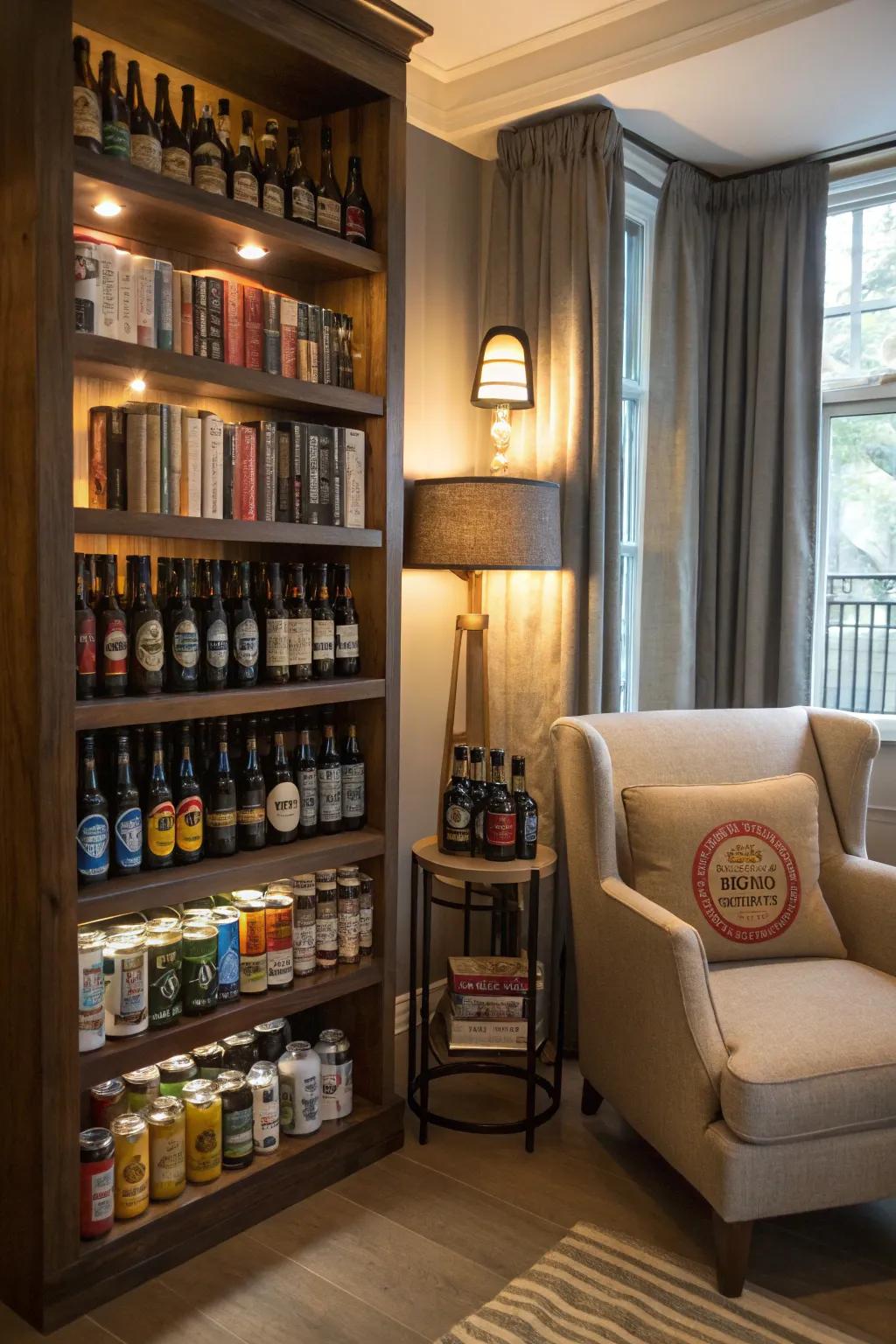 Seasonal beer display for effortless theme changes.